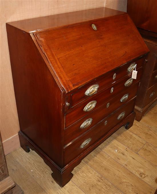 A George III mahogany bureau W.92cm